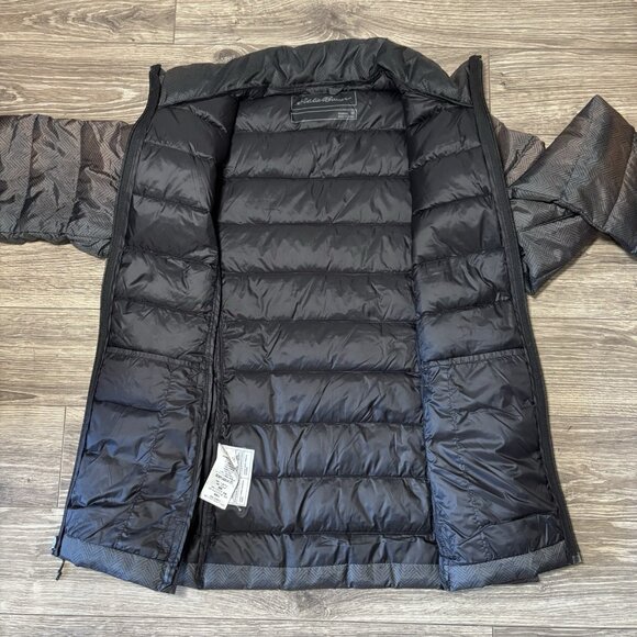 Eddie Bauer EB650 Down Jacket Womens M Brown Lightweight Puffer Hiking Travel - Picture 14 of 16